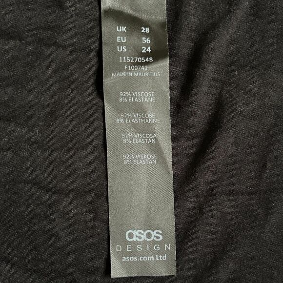 Asos Design Curve Waisted Mini Tea Dress Women Size 24 Black Polka Dot V Neck - Picture 8 of 15